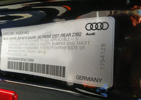 2019 Audi A4 from USA, damaged, VIN WAUGMAF43KN013668